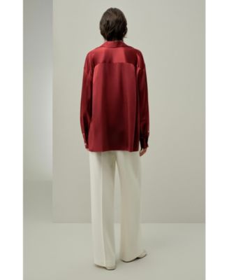 Women's Scarlet Oversize Silk Shirt
