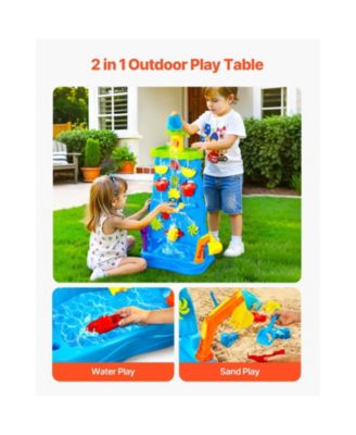 Sand and Water Table for Toddlers, Double-Sided Kids Activity Waterfall Playset with 37PCS Accessories