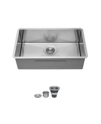 huluwat 30x18x9inch 16 Gauge 304 Stainless Steel Undermount Single Bowl Kitchen Sink with Drain Assembly No Additional Accessories