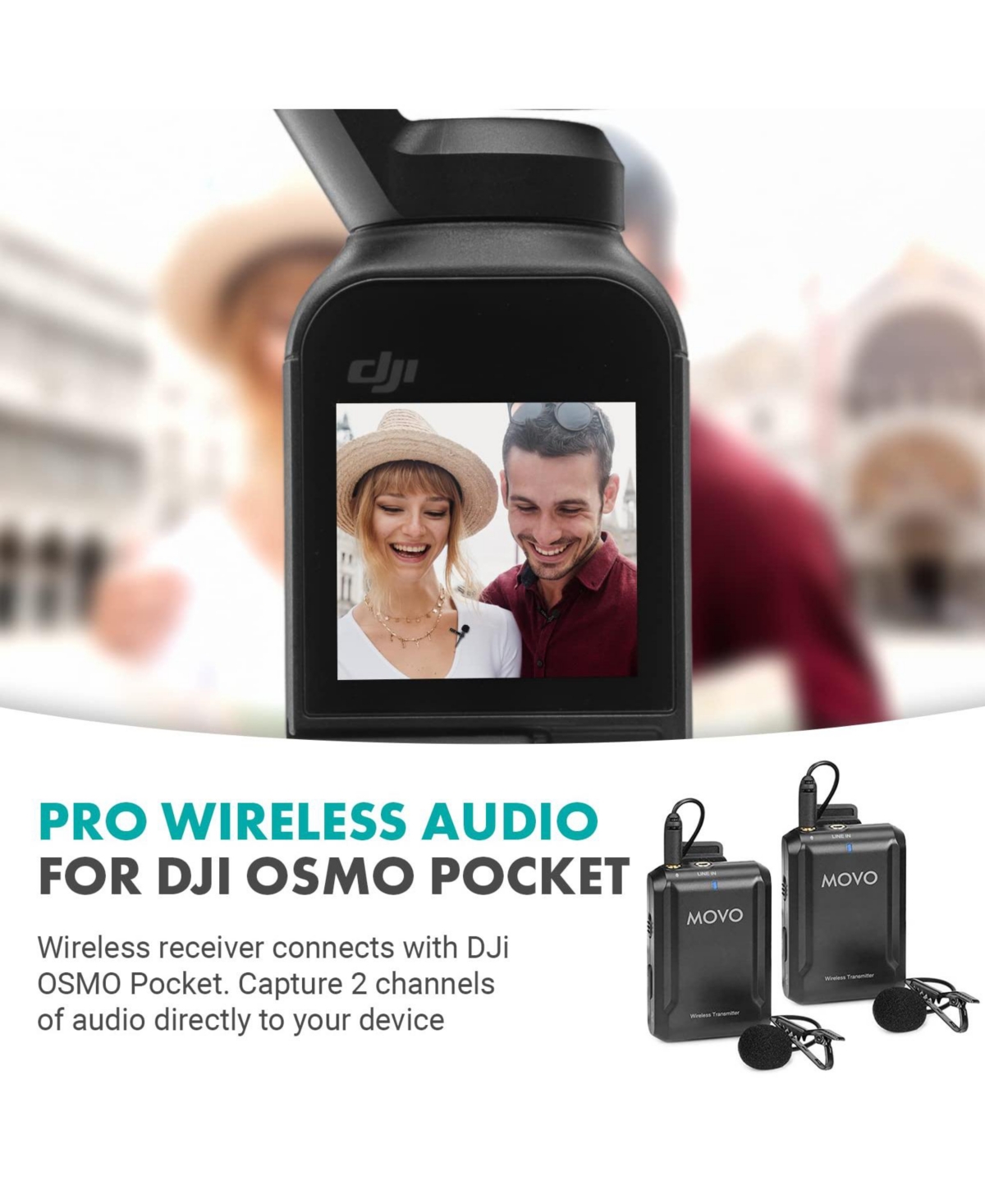 Movo Edge-op-Duo Dual Wireless Lavalier Microphone for Osmo Pocket 1 and 2
