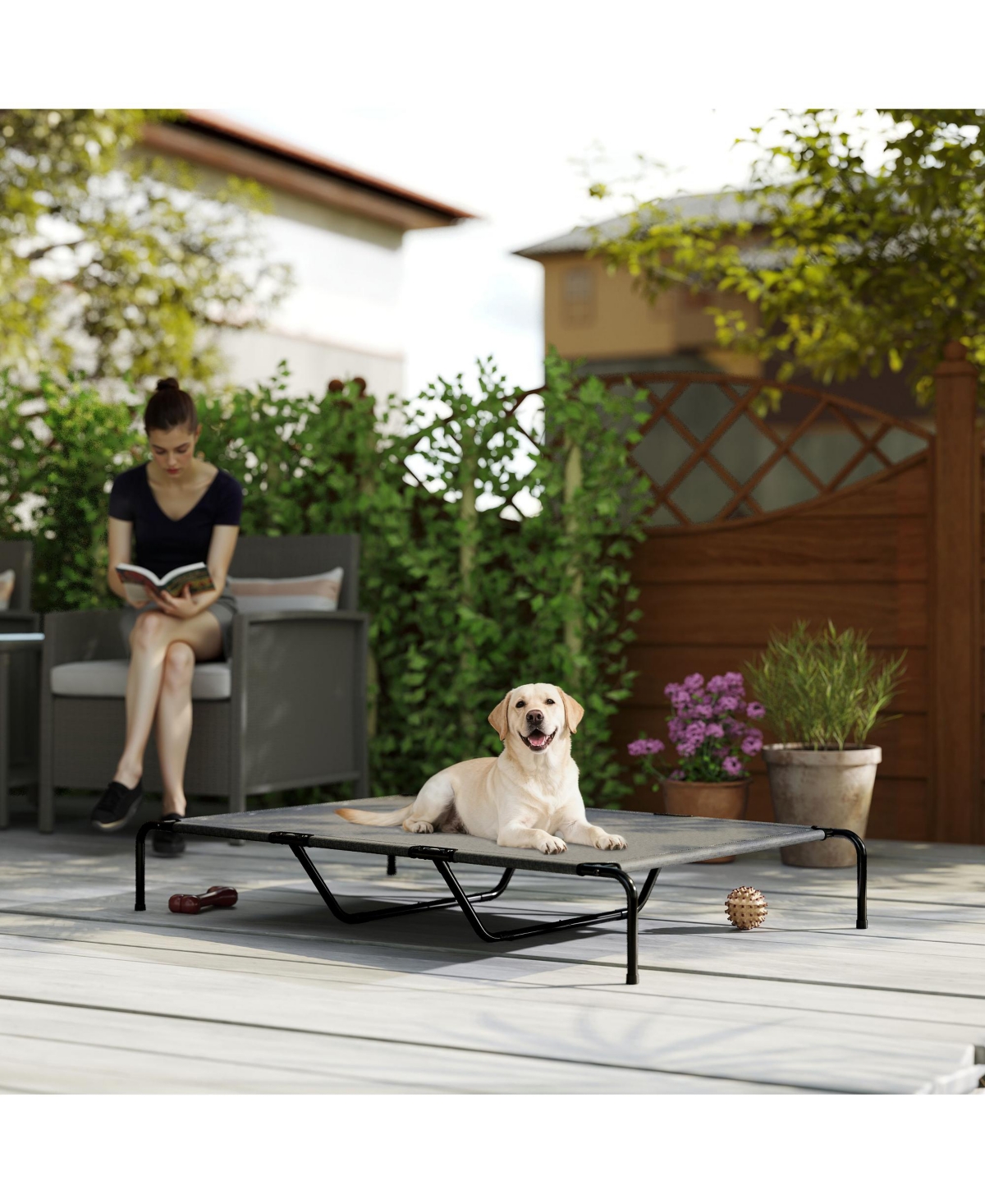 PawHut Elevated Dog Bed Outdoor Dog Bed for Large Breeds 59.8"