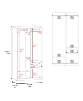 Lugoff Wardrobe with Two Doors and One Drawer, Matt Grey and Natural Oak