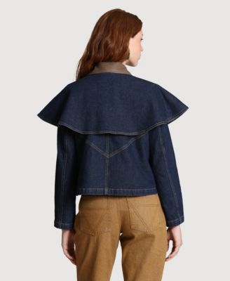 Women's Denim Cape Spread Collar Jacket