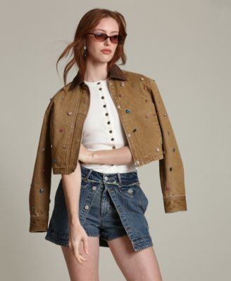 Women's Embellished Chore Spread Collar Jacket