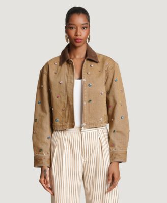 Women's Embellished Chore Spread Collar Jacket