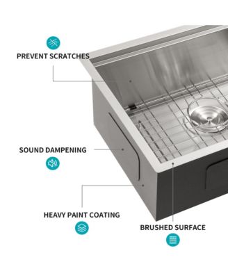 28x19x10inch Undermount Workstation Kitchen Sink Stainless Steel Single Bowl 16 Gauge