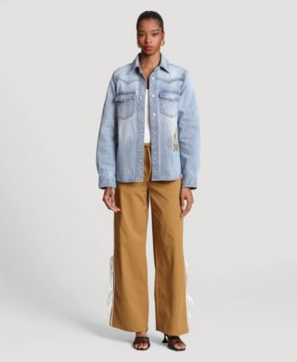 Women's Cheetah Embroidered Button-Front Shirt