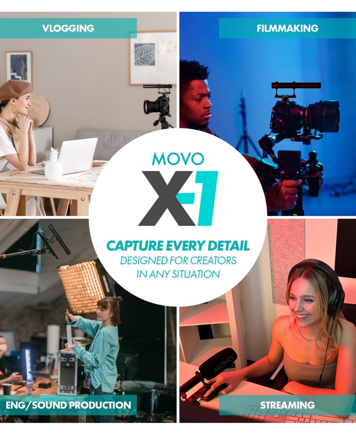 Movo X1 Supercardioid Shotgun Microphone - 3.5mm/Xlr/Usb-c Camera Mic for Dslr, Smartphones, and Computers