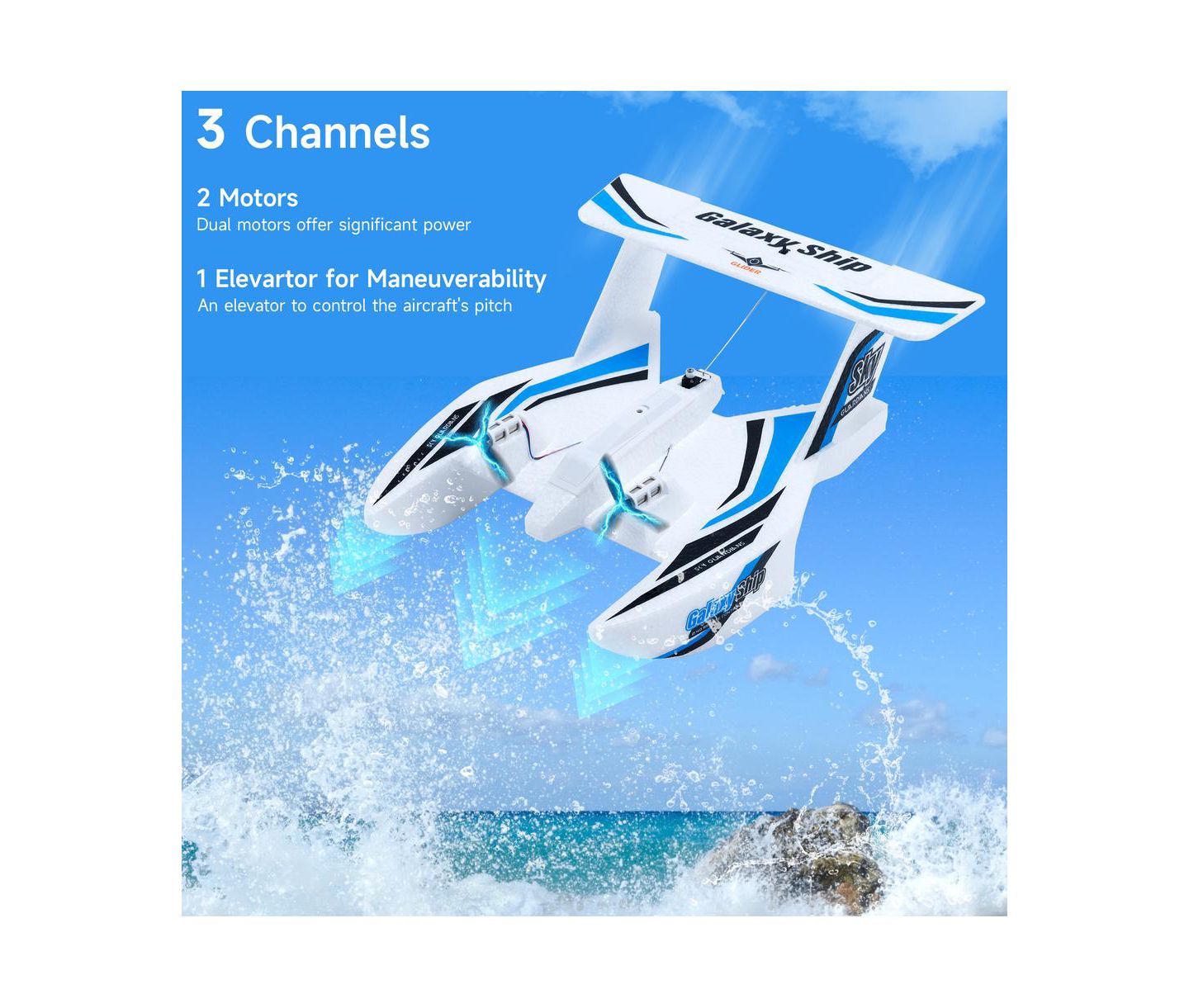 Детская игрушка Bruce & Shark 3-in-1 2.4G Remote Control Plane, цвет: Синий — фото 4