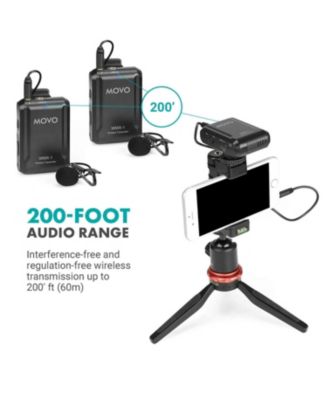 WMX-1-DUO 2.4GHz Dual Wireless Lavalier Microphone System Compatible with Cameras and Smartphones