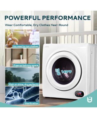 2.6 Cu.Ft. Vented Front Load Stackable Electric Compact Dryer in White with Multiple Drying Modes