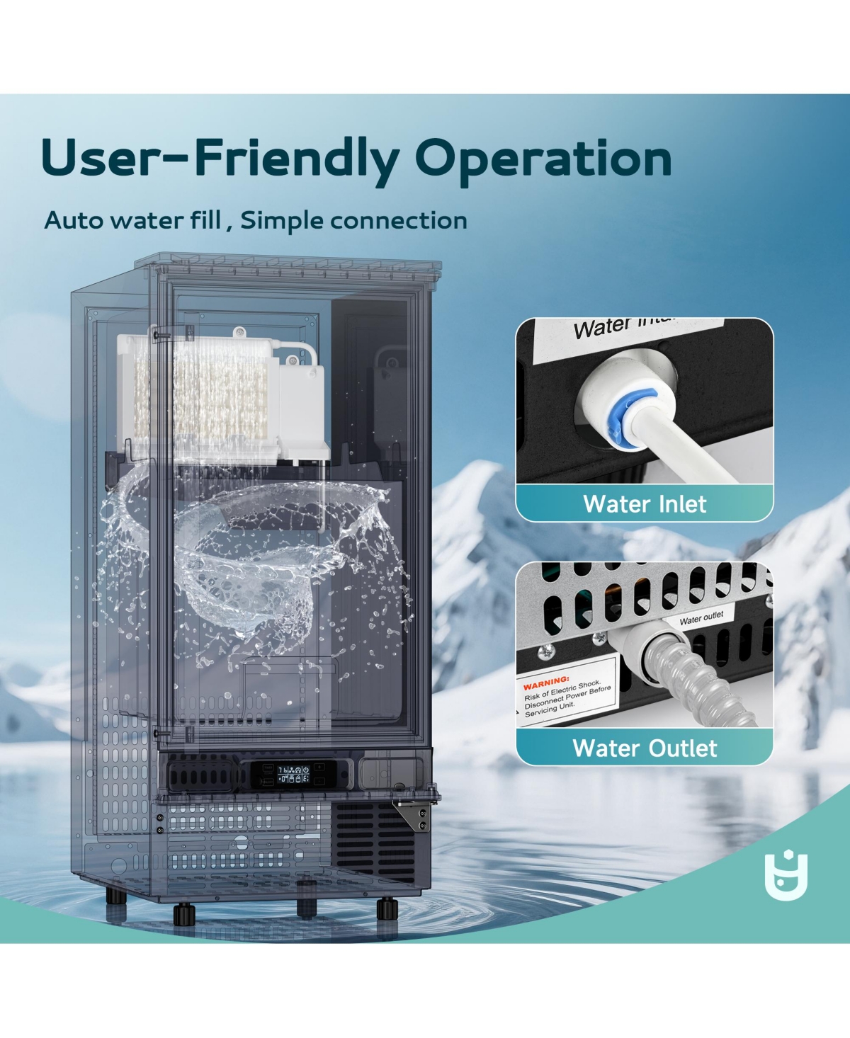 Euhomy 80-lb Ice Per day Black Freestanding Cubed Ice Maker with Lcd Control and Reversible Door