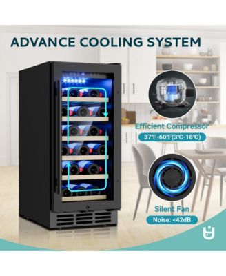 15-in 28Bottles Built-in/Freestanding Indoor Beverage Refrigerator in Black with Glass Door