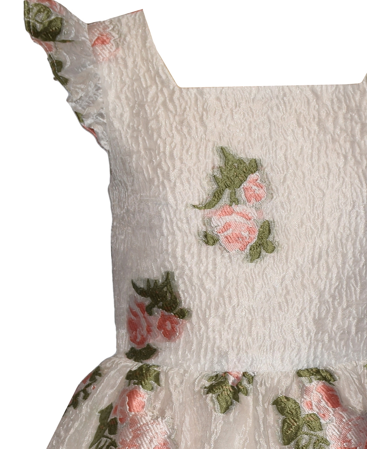 Bonnie Jean Girls' 7-16 Flutter Sleeve Crinkle Textured Floral Party Dress