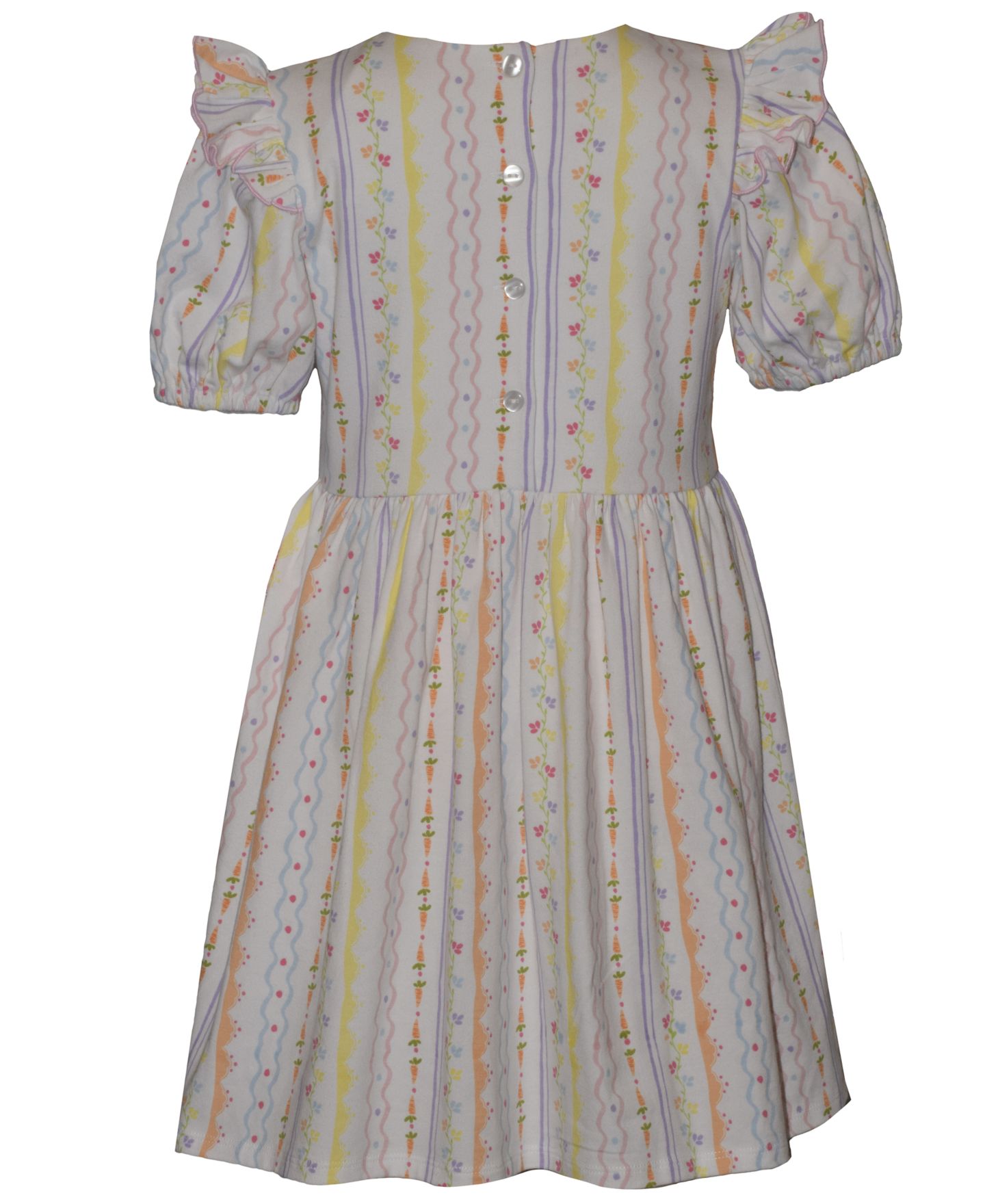 Платье Bonnie Jean Short-Sleeve Bunny and Carrot Striped Pocket Dress для девочек, цвет: Кремовый разноцветный — фото 2
