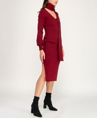 Juniors' V-Neck Midi Sweater Dress