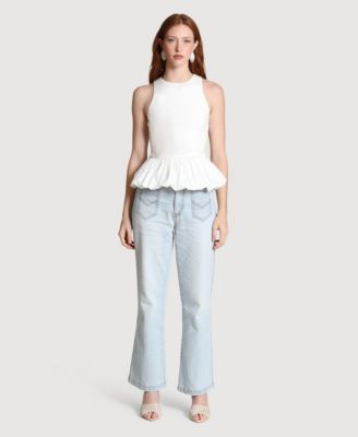 Women's Peplum Crew Neck Tank Top