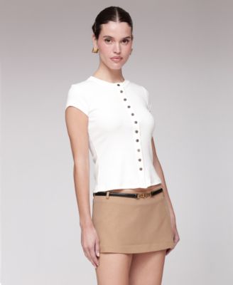 Women's Button-Front Crewneck Top