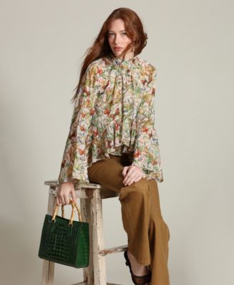 Women's Printed Tie Neck Top