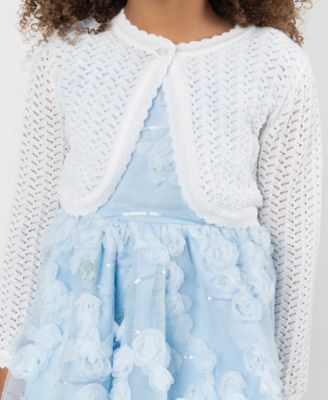 Girls' 2T-6X Crochet Knit Long-Sleeve Cardigan