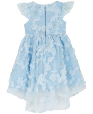 Girls' 2T-6X Rose Soutache Flutter Sleeve Dress