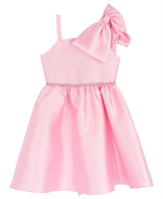 Girls' 7-16 Mikado Asymmetrical Bow Shoulder Dress