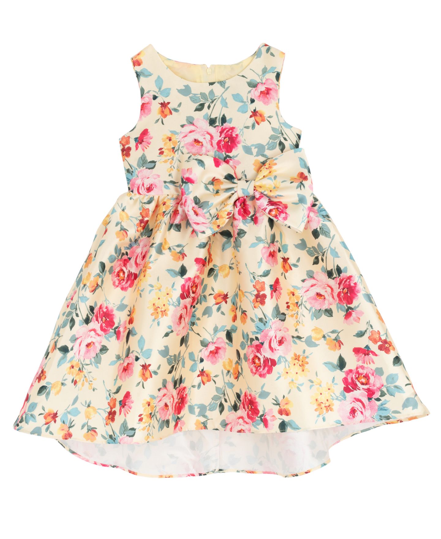 Платье Rare Editions Floral Mikado Bow Hi-Lo Dress для девочек, цвет: Кремовый / Розовый — фото 5