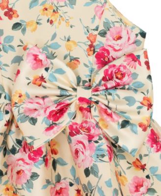 Girls' 7-16 Printed Mikado Round Bow Dress