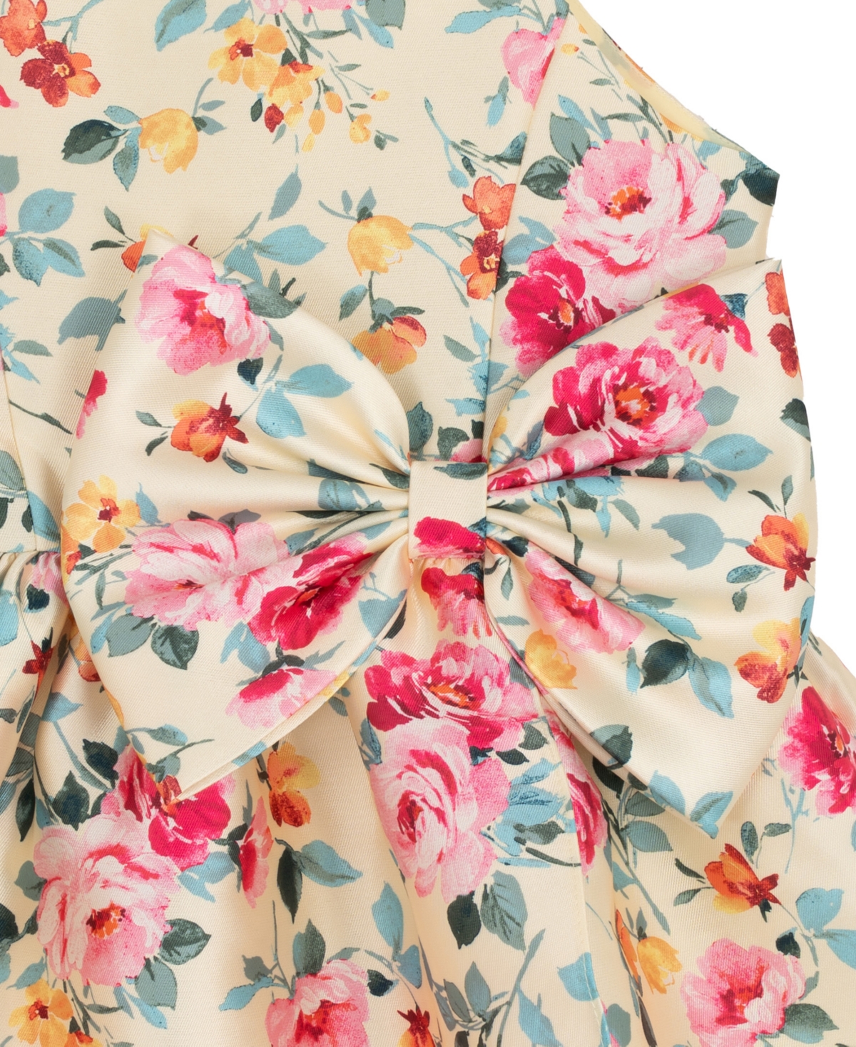 Rare Editions Girls' 7-16 Printed Mikado Round Bow Dress