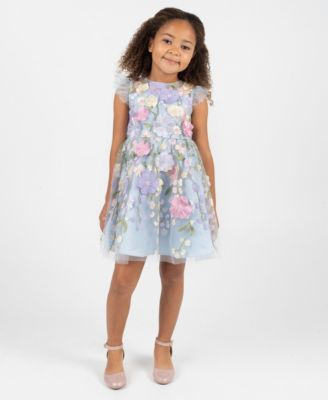 Girls' 2T-6X Floral Embroidered Mesh Illusion Dress