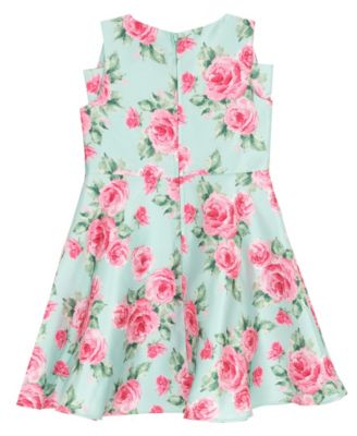 Girls' 2T-6X Printed Mikado Round Neck Bow Dress