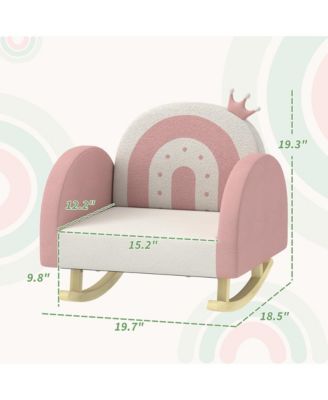 Kids Rocking Chair Princess Crown Toddler Chair Armchair Rocker with Rainbow Backrest for Bedroom Playroom Pink