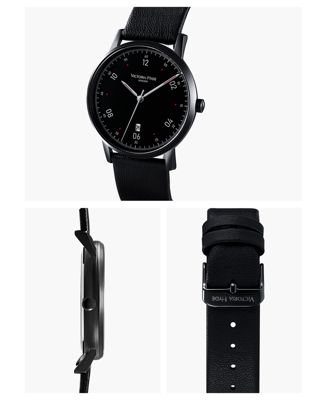 Victoria Hyde Men's Watch Apple Leather Strap ORTON in Black
