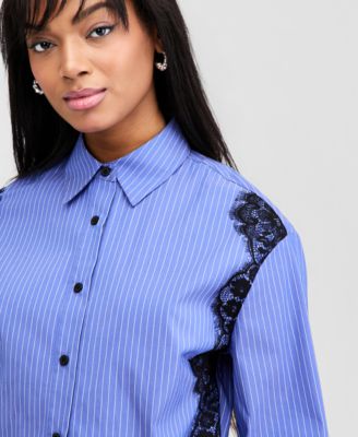 Women's Lace-Trim Cropped Shirt