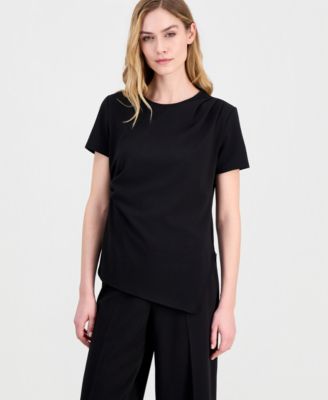 Women's Draped-Front Short-Sleeve Top
