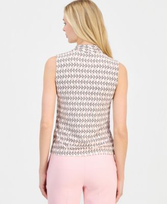 Women's Triple-Pleat V-Neck Sleeveless Top