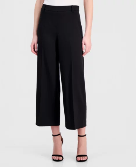 Petite Wide-Leg Cropped Pull-On Pants - Anne Black
