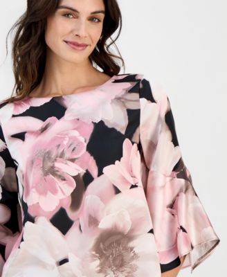 Women's Printed Flare-Cuff Sleeves Blouse