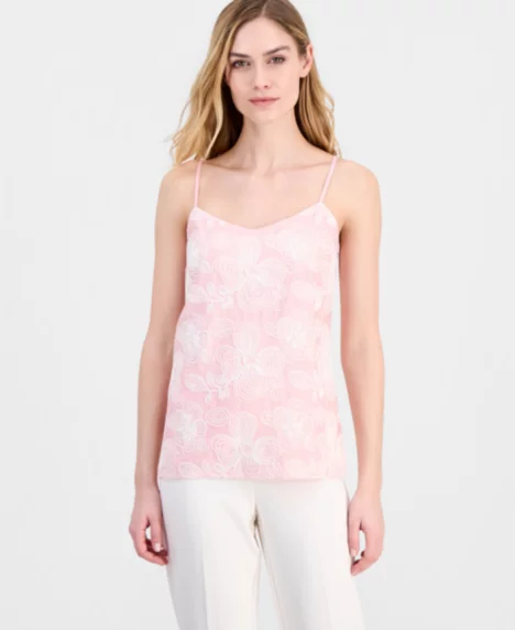 Petite Sleeveless V-Neck Camisole Top - Pink Cloud