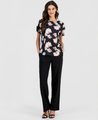 Women's Printed Boat-Neck Short-Sleeve Top