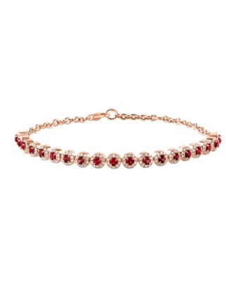 Ruby (1.24 ct. t.w.) and Diamond (0.56 ct. t.w.) Bracelet in 14k Rose Gold (Also Available in Emerald)