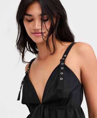 Women's Nylon Peplum Bubble Top