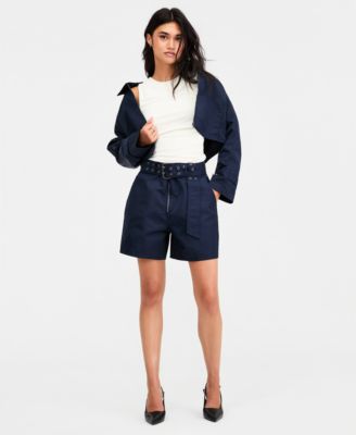 Women's Belted High-Rise Shorts