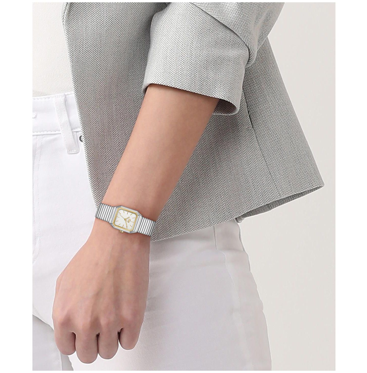 Женские часы Lacoste Rene Silver Tone Stainless Steel Mesh Bracelet Watch, 23x30.8mm — фото 5