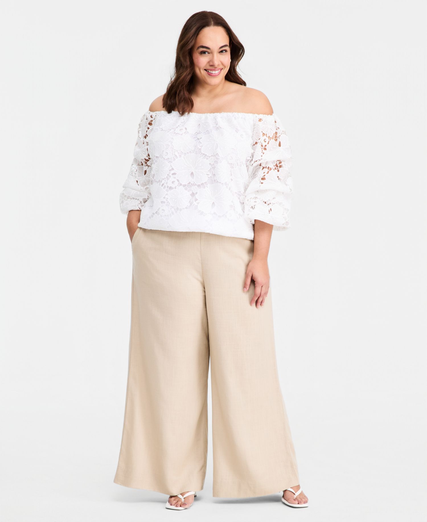 Plus Size Mid-Rise Wide-Leg Pants