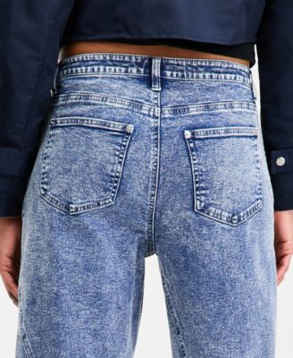 Women's Twisted-Seam Acid-Wash Jeans