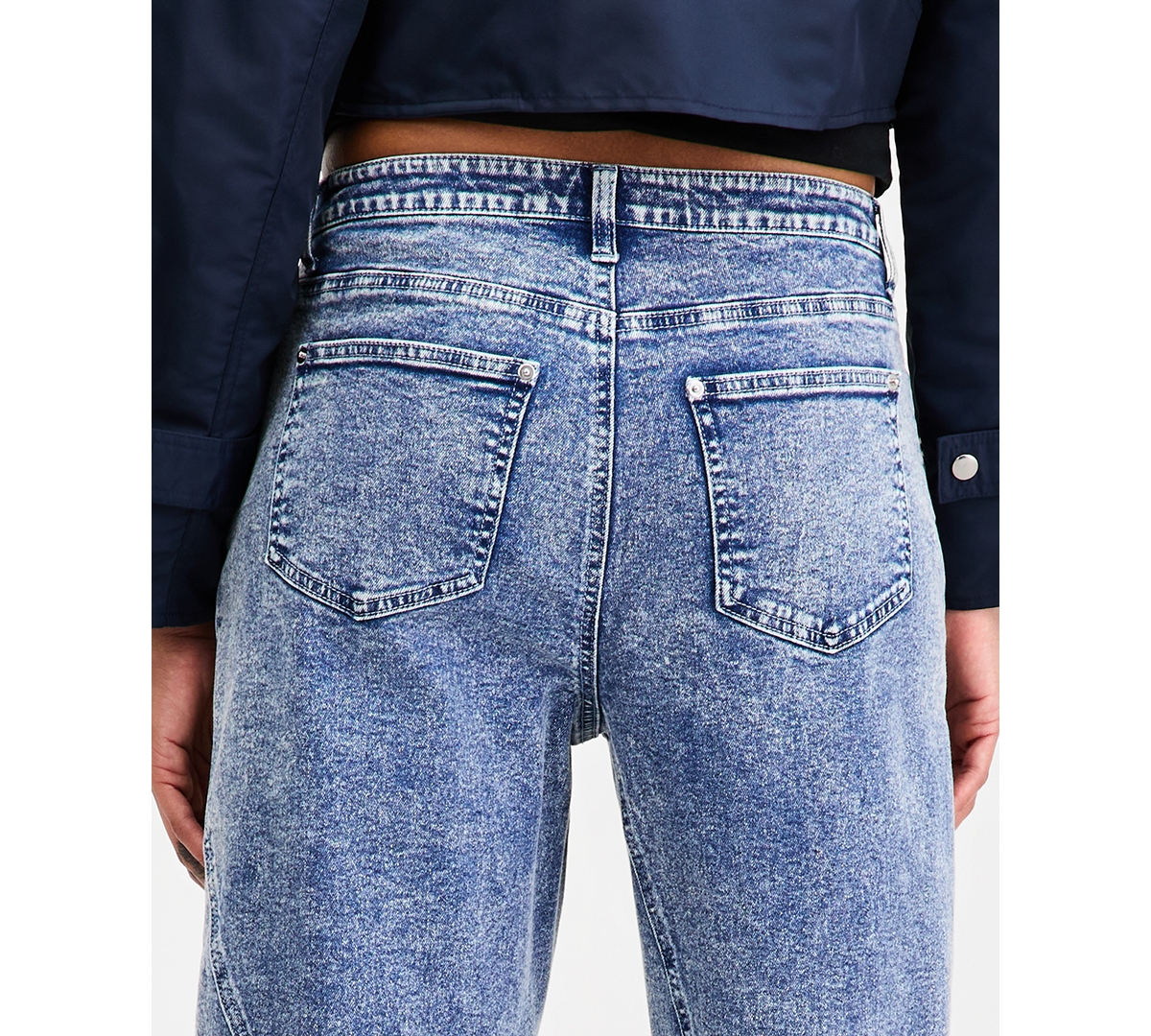 Bar Iii Women's Twisted-Seam Acid-Wash Jeans, Macy's Exclusive