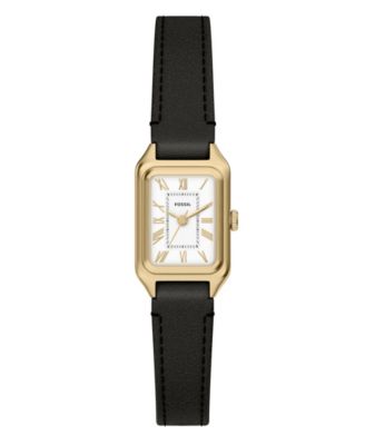 Women's Raquel Three-Hand Black Leather Watch, 18mm