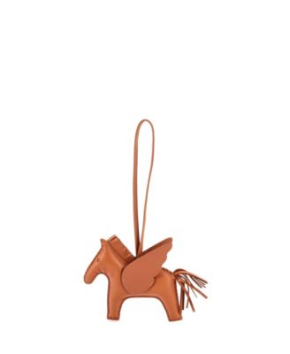 Pre-Owned HERMES MM Monochrome Pegase Rodeo Bag Charm Leather