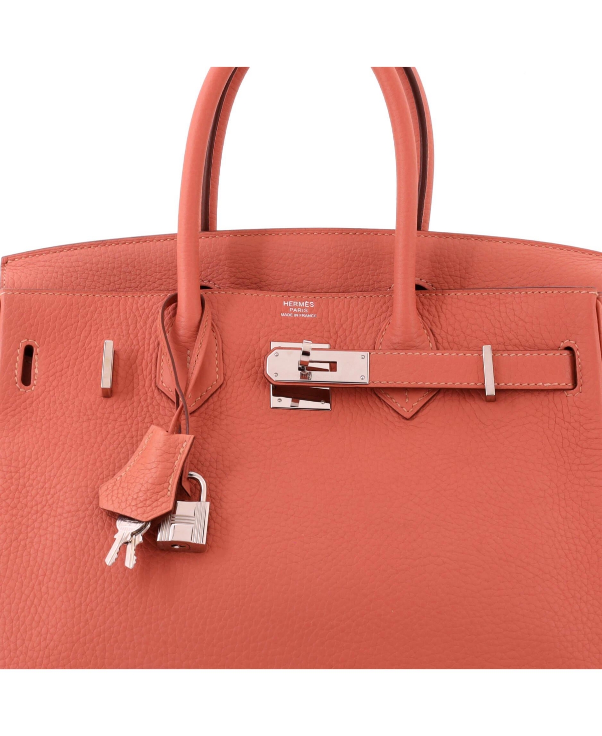 Pre-Owned Hermes Birkin 30 Handbag Pink Clemence with Palladium Hardware